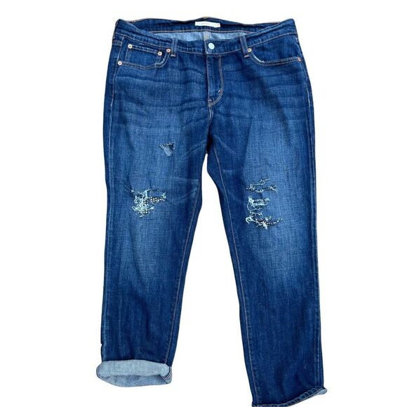 Levi’s Medium Wash Boyfriend DIY Embellished Jeans 32 - Picture 1 of 7